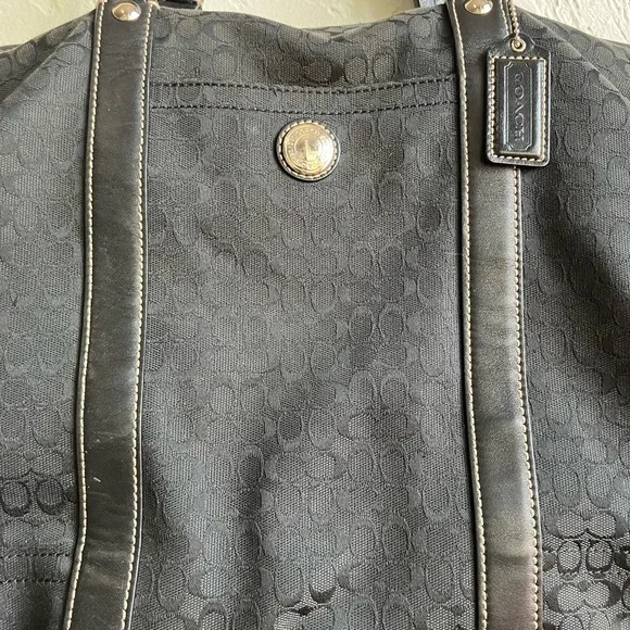 Coach Voyage Black Signature Monogram Tote Bag - Picture 3 of 4
